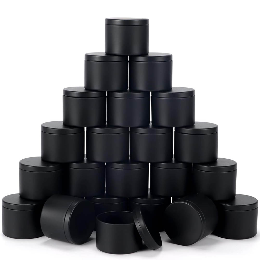 Metal Tin Lid 4Oz - Latas de velas pretas de 4