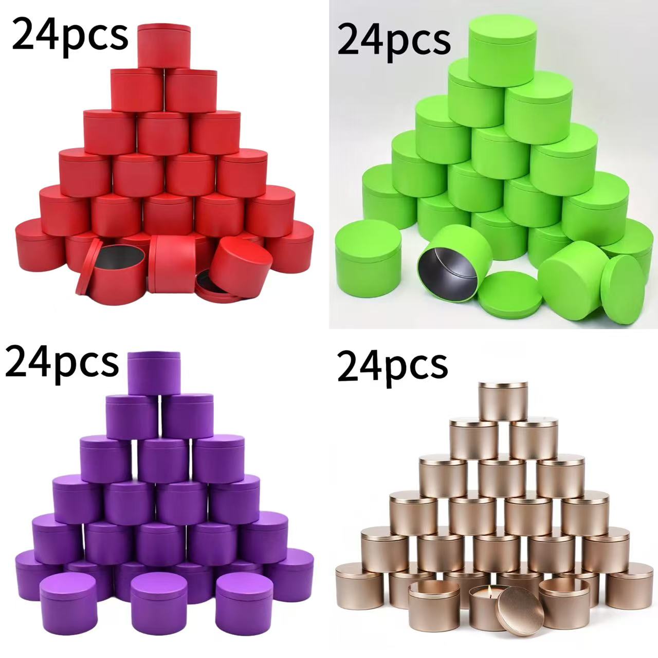 Metal Tin Lid 4Oz - 24 pacotes de latas de velas